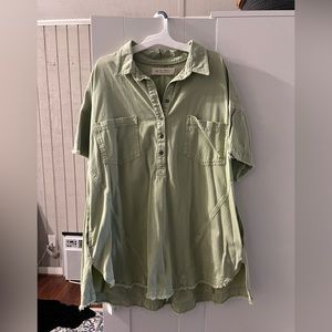 Green Denim Free People Tunic Dress